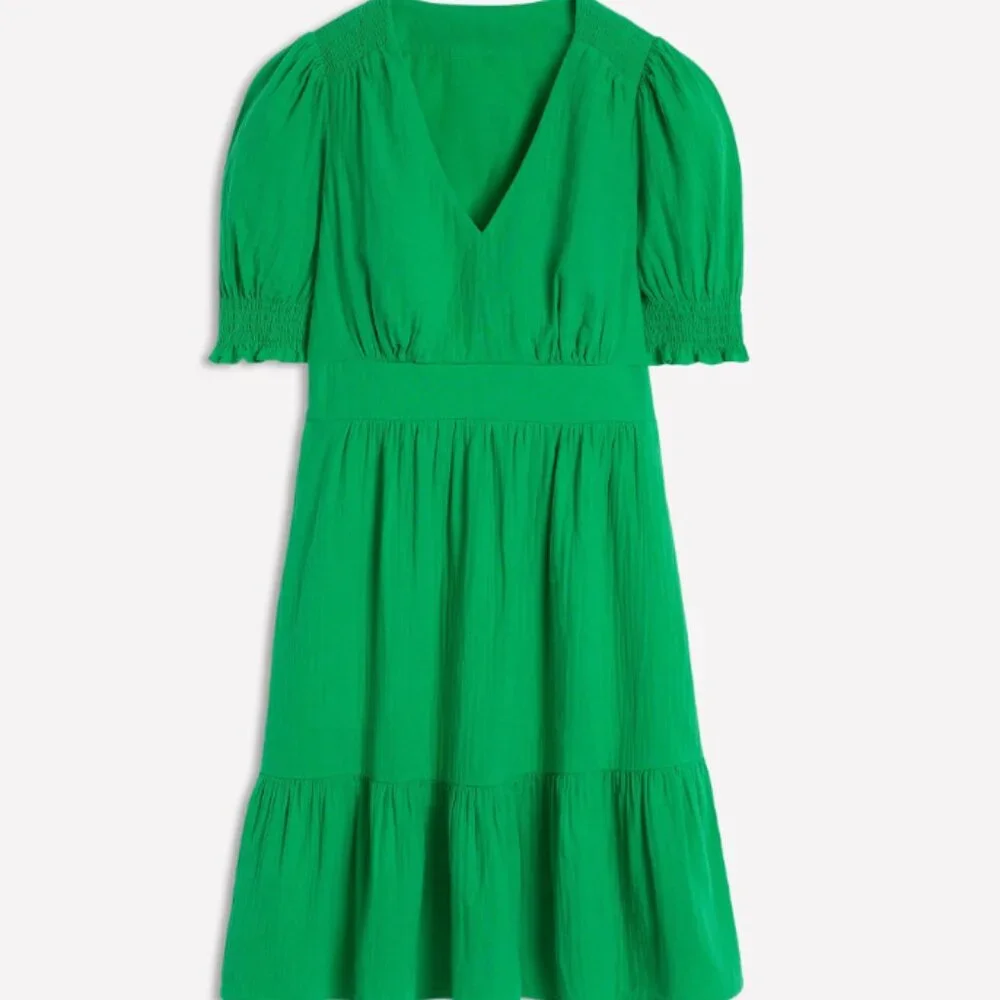 Boden Anna Double Cloth Short Dress US Size 10P Bright Green Gauze Spring Summer - Picture 4 of 10